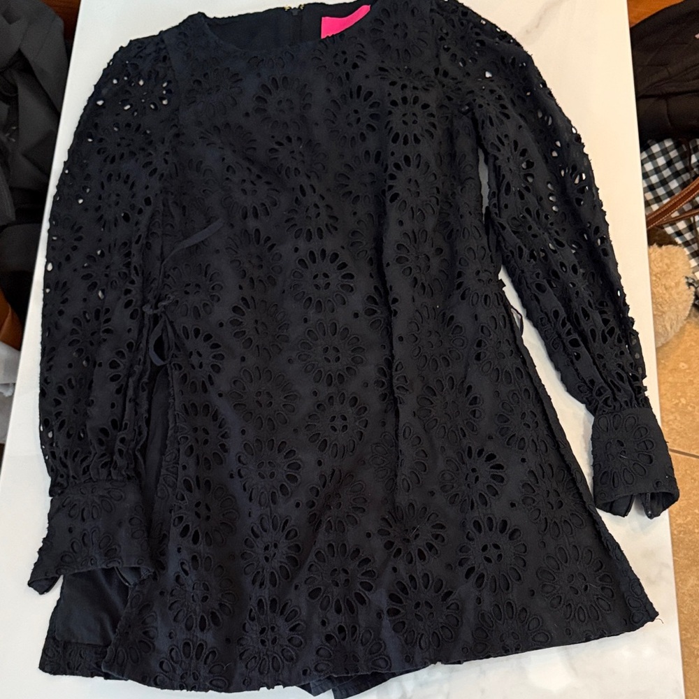 Lilly Pulitzer Black Floral Lace Romper